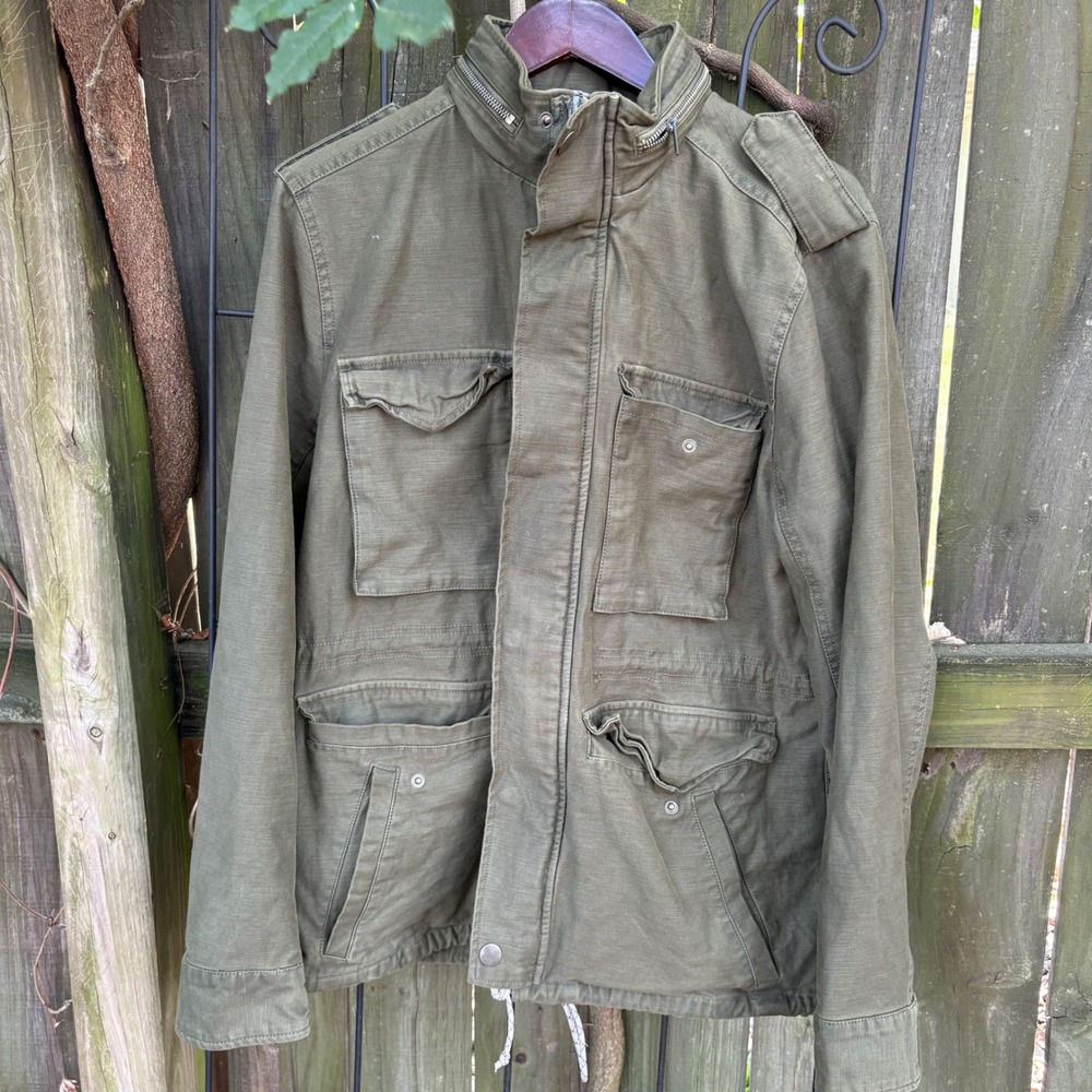 Lucky Brand Mens Type L-54C Military Field Jacket Olive Green Medium 7M30794